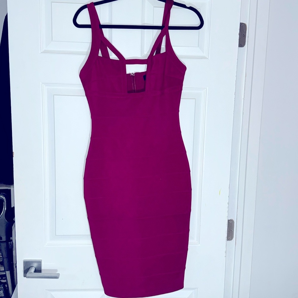 Missguided cutout body con midi party dress magenta UK 10/US6